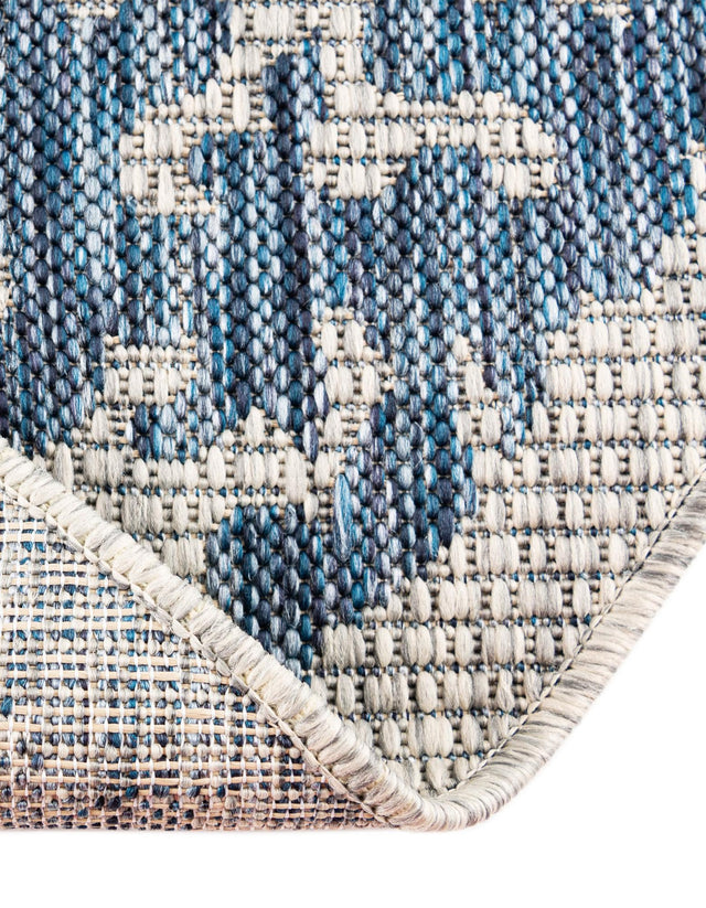 Blue 10' x 10' Outdoor Traditional Round Area Rug Weather Resistant for Patio, Deck, Terrace, Balcony, Porch Classical Design Outside Carpet for Sale at Rug Engine