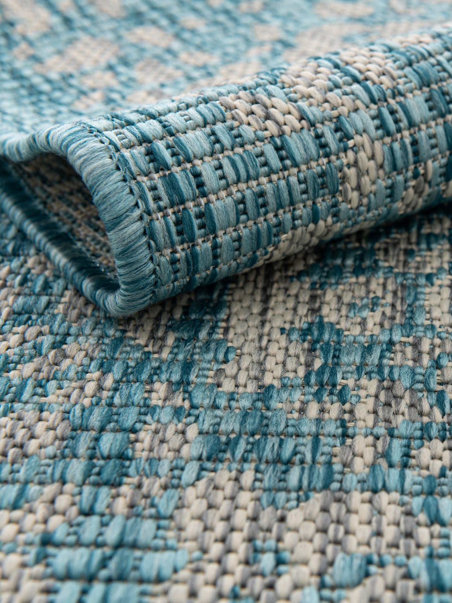 Light Aqua 4' 1 x 6' 1 Outdoor Traditional Rectangle Area Rug Weather Resistant for Patio, Deck, Terrace, Balcony, Porch Classical Design Outside Carpet for Sale at Rug Engine