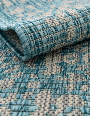 Light Aqua 7' 1 x 10' Outdoor Traditional Rectangle Area Rug Weather Resistant for Patio, Deck, Terrace, Balcony, Porch