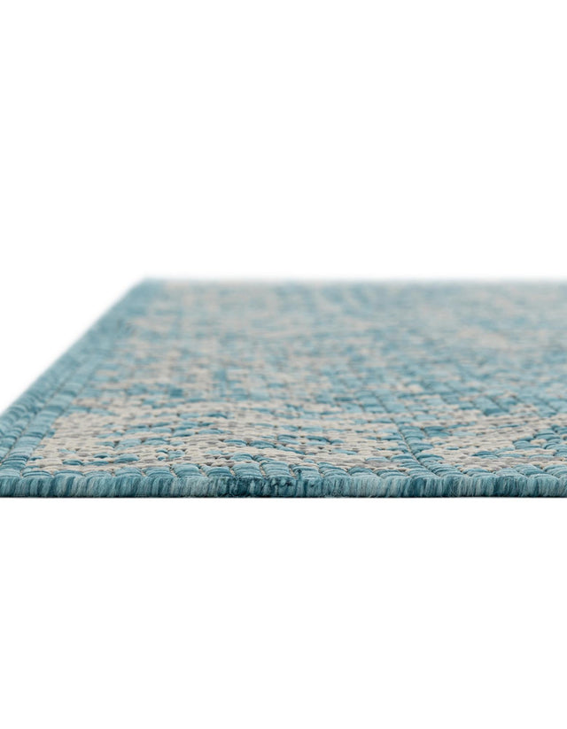 Light Aqua 5' 3 x 8' Outdoor Traditional Rectangle Area Rug Weather Resistant for Patio, Deck, Terrace, Balcony, Porch Classical Design Outside Carpet for Sale at Rug Engine
