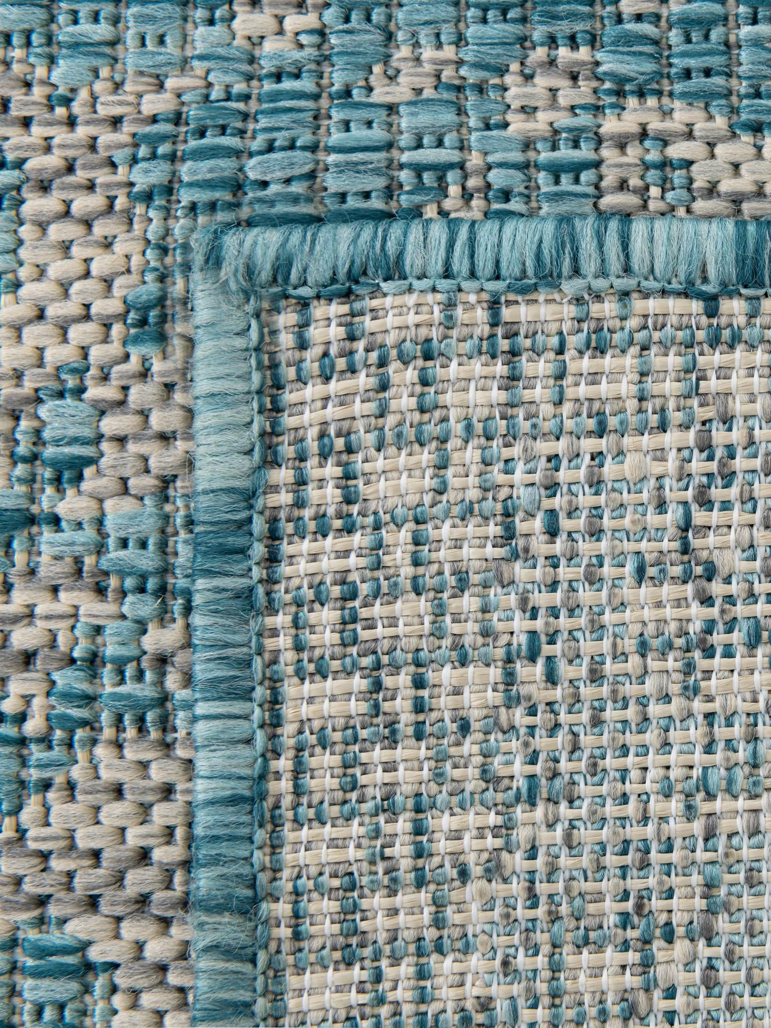 Light Aqua 4' 1 x 6' 1 Outdoor Traditional Rectangle Area Rug Weather Resistant for Patio, Deck, Terrace, Balcony, Porch Classical Design Outside Carpet for Sale at Rug Engine
