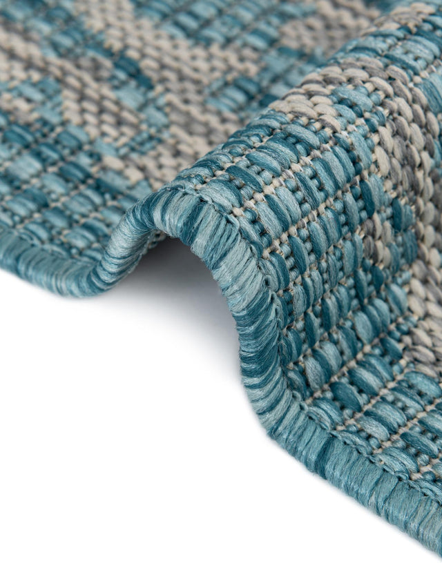 Light Aqua 4' 1 x 6' 1 Outdoor Traditional Rectangle Area Rug Weather Resistant for Patio, Deck, Terrace, Balcony, Porch Classical Design Outside Carpet for Sale at Rug Engine
