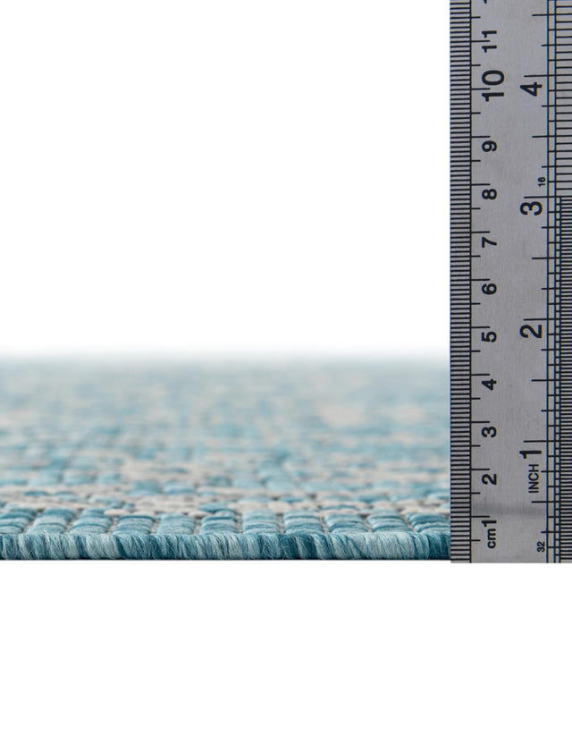 Light Aqua 4' 1 x 4' 1 Outdoor Traditional Round Area Rug Weather Resistant for Patio, Deck, Terrace, Balcony, Porch Classical Design Outside Carpet for Sale at Rug Engine
