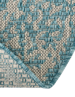 Light Aqua 4' 1 x 4' 1 Outdoor Traditional Round Area Rug Weather Resistant for Patio, Deck, Terrace, Balcony, Porch Classical Design Outside Carpet for Sale at Rug Engine