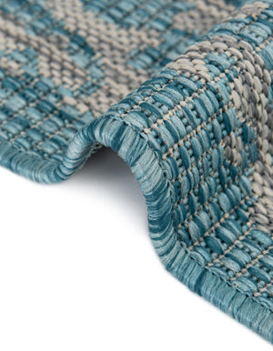 Light Aqua 4' 1 x 4' 1 Outdoor Traditional Round Area Rug Weather Resistant for Patio, Deck, Terrace, Balcony, Porch Classical Design Outside Carpet for Sale at Rug Engine