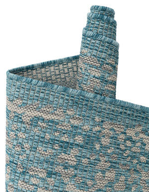 Light Aqua 4' 1 x 4' 1 Outdoor Traditional Round Area Rug Weather Resistant for Patio, Deck, Terrace, Balcony, Porch Classical Design Outside Carpet for Sale at Rug Engine