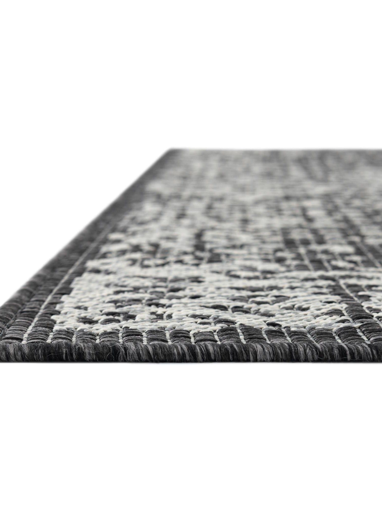 Charcoal Gray 7' 1 x 10' Outdoor Traditional Rectangle Area Rug Weather Resistant for Patio, Deck, Terrace, Balcony, Porch