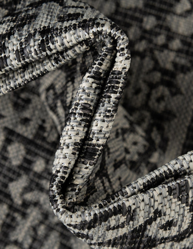 Charcoal Gray 6' 1 x 9' Outdoor Traditional Rectangle Area Rug Weather Resistant for Patio, Deck, Terrace, Balcony, Porch