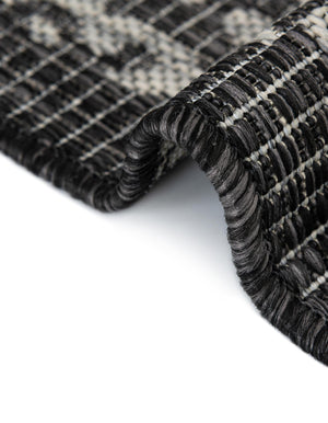 Charcoal Gray 6' 1 x 9' Outdoor Traditional Rectangle Area Rug Weather Resistant for Patio, Deck, Terrace, Balcony, Porch