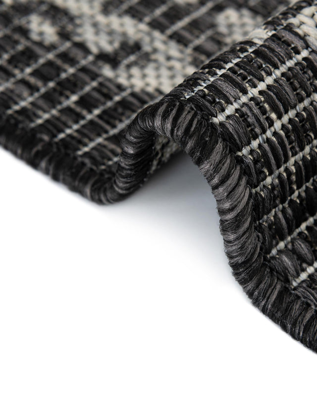 Charcoal Gray 6' 1 x 9' Outdoor Traditional Rectangle Area Rug Weather Resistant for Patio, Deck, Terrace, Balcony, Porch
