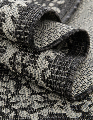 Charcoal Gray 10' x 13' 1 Outdoor Traditional Rectangle Area Rug Weather Resistant for Patio, Deck, Terrace, Balcony, Porch Classical Design Outside Carpet for Sale at Rug Engine