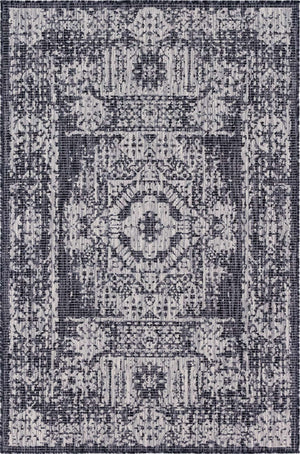 Charcoal Gray 4' 1 x 6' 1 Outdoor Traditional Rectangle Area Rug Weather Resistant for Patio, Deck, Terrace, Balcony, Porch Classical Design Outside Carpet for Sale at Rug Engine