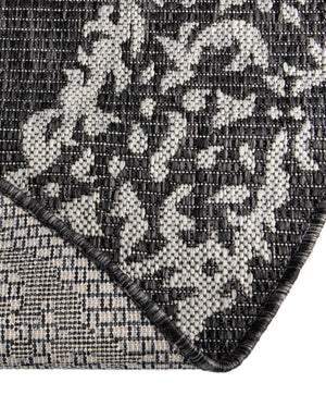 Charcoal Gray 4' 1 x 4' 1 Outdoor Traditional Round Area Rug Weather Resistant for Patio, Deck, Terrace, Balcony, Porch Classical Design Outside Carpet for Sale at Rug Engine