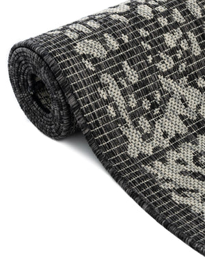Charcoal Gray 10' x 10' Outdoor Traditional Round Area Rug Weather Resistant for Patio, Deck, Terrace, Balcony, Porch Classical Design Outside Carpet for Sale at Rug Engine