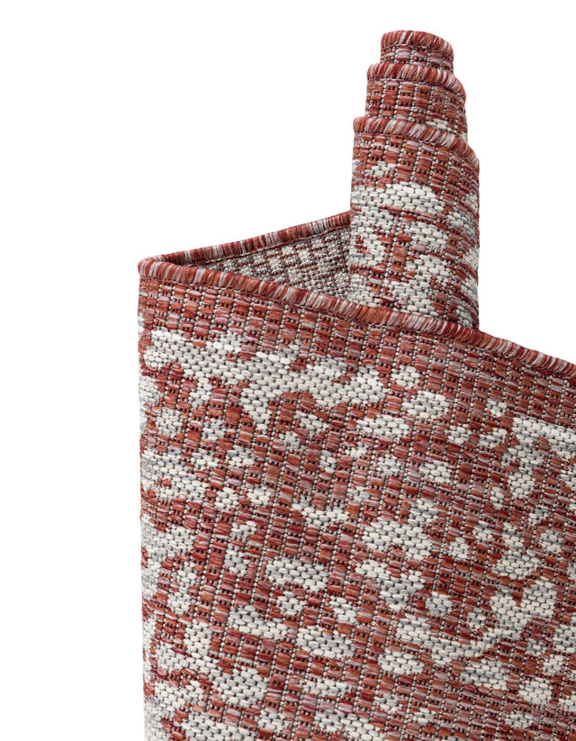 Rust Red 6' 1 x 9' Outdoor Traditional Rectangle Area Rug Weather Resistant for Patio, Deck, Terrace, Balcony, Porch Classical Design Outside Carpet for Sale at Rug Engine