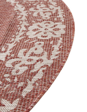 Rust Red 4' 1 x 4' 1 Outdoor Traditional Round Area Rug Weather Resistant for Patio, Deck, Terrace, Balcony, Porch Classical Design Outside Carpet for Sale at Rug Engine