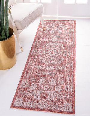 Rust Red 2' x 8' Outdoor Traditional Runner Area Rug Weather Resistant for Patio, Deck, Terrace, Balcony, Porch Classical Design Outside Carpet for Sale at Rug Engine