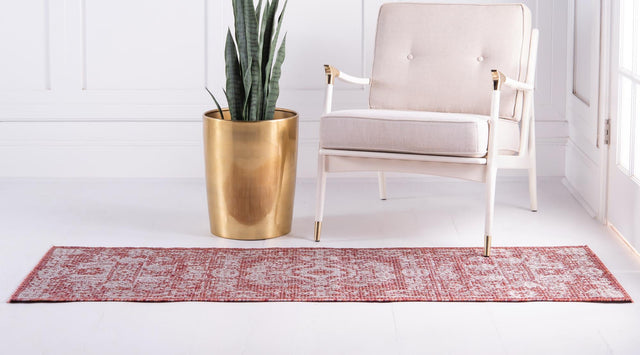 Rust Red 2' x 8' Outdoor Traditional Runner Area Rug Weather Resistant for Patio, Deck, Terrace, Balcony, Porch Classical Design Outside Carpet for Sale at Rug Engine