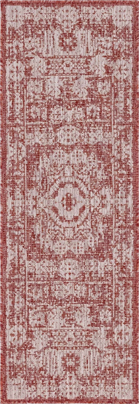 Rust Red 2' x 6' 1 Outdoor Traditional Runner Rug
