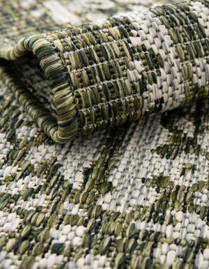 Green 7' 1 x 10' Outdoor Traditional Rectangle Area Rug Weather Resistant for Patio, Deck, Terrace, Balcony, Porch Classical Design Outside Carpet for Sale at Rug Engine
