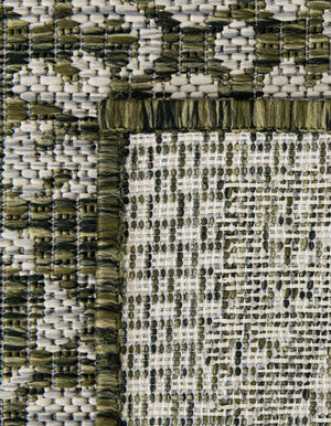 Green 9' x 12' Outdoor Traditional Rectangle Area Rug Weather Resistant for Patio, Deck, Terrace, Balcony, Porch Classical Design Outside Carpet for Sale at Rug Engine