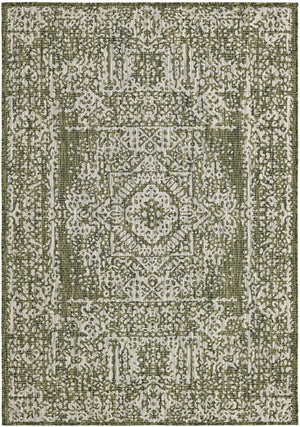 Green 4' 1 x 6' 1 Outdoor Traditional Rectangle Area Rug Weather Resistant for Patio, Deck, Terrace, Balcony, Porch Classical Design Outside Carpet for Sale at Rug Engine