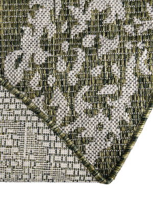 Green 4' 1 x 4' 1 Outdoor Traditional Round Area Rug Weather Resistant for Patio, Deck, Terrace, Balcony, Porch Classical Design Outside Carpet for Sale at Rug Engine