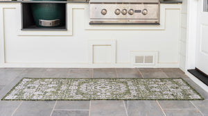 Green 2' x 8' Outdoor Traditional Runner Area Rug Weather Resistant for Patio, Deck, Terrace, Balcony, Porch Classical Design Outside Carpet for Sale at Rug Engine