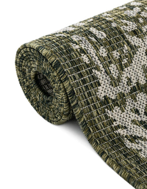 Green 2' x 8' Outdoor Traditional Runner Area Rug Weather Resistant for Patio, Deck, Terrace, Balcony, Porch Classical Design Outside Carpet for Sale at Rug Engine