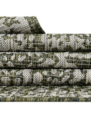 Green 2' x 8' Outdoor Traditional Runner Area Rug Weather Resistant for Patio, Deck, Terrace, Balcony, Porch Classical Design Outside Carpet for Sale at Rug Engine