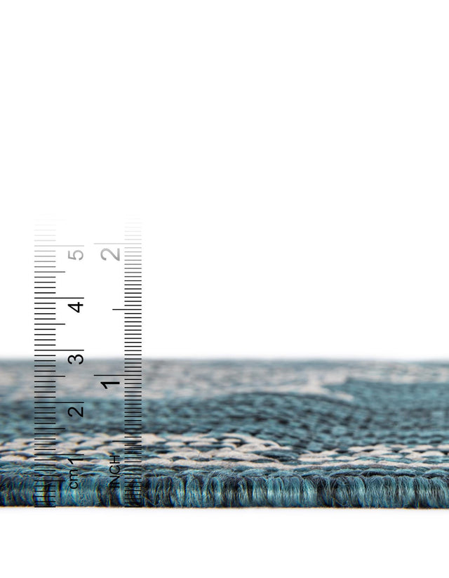 Teal 9' x 12' Outdoor Traditional Rectangle Area Rug Weather Resistant for Patio, Deck, Terrace, Balcony, Porch Classical Design Outside Carpet for Sale at Rug Engine