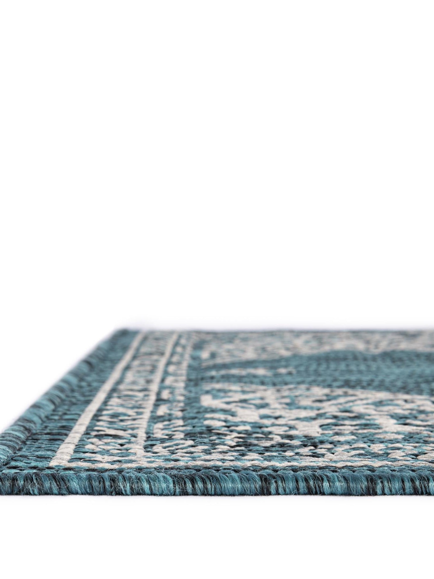 Teal 9' x 12' Outdoor Traditional Rectangle Area Rug Weather Resistant for Patio, Deck, Terrace, Balcony, Porch Classical Design Outside Carpet for Sale at Rug Engine