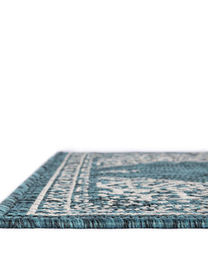 Teal 9' x 12' Outdoor Traditional Rectangle Area Rug Weather Resistant for Patio, Deck, Terrace, Balcony, Porch Classical Design Outside Carpet for Sale at Rug Engine