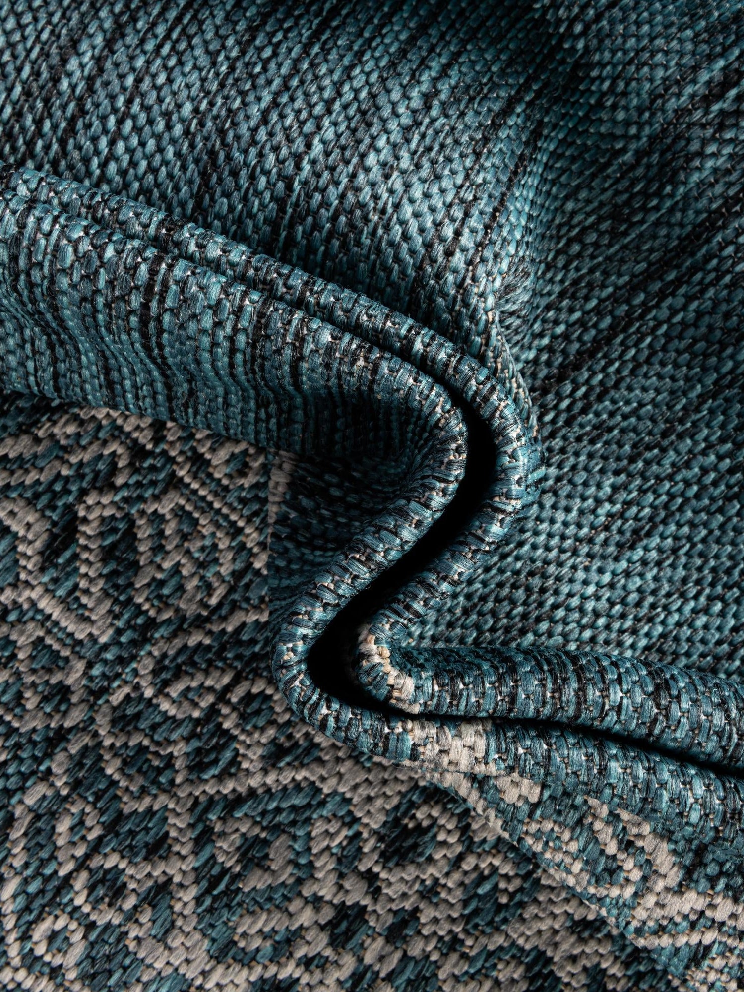 Teal 9' x 12' Outdoor Traditional Rectangle Area Rug Weather Resistant for Patio, Deck, Terrace, Balcony, Porch Classical Design Outside Carpet for Sale at Rug Engine