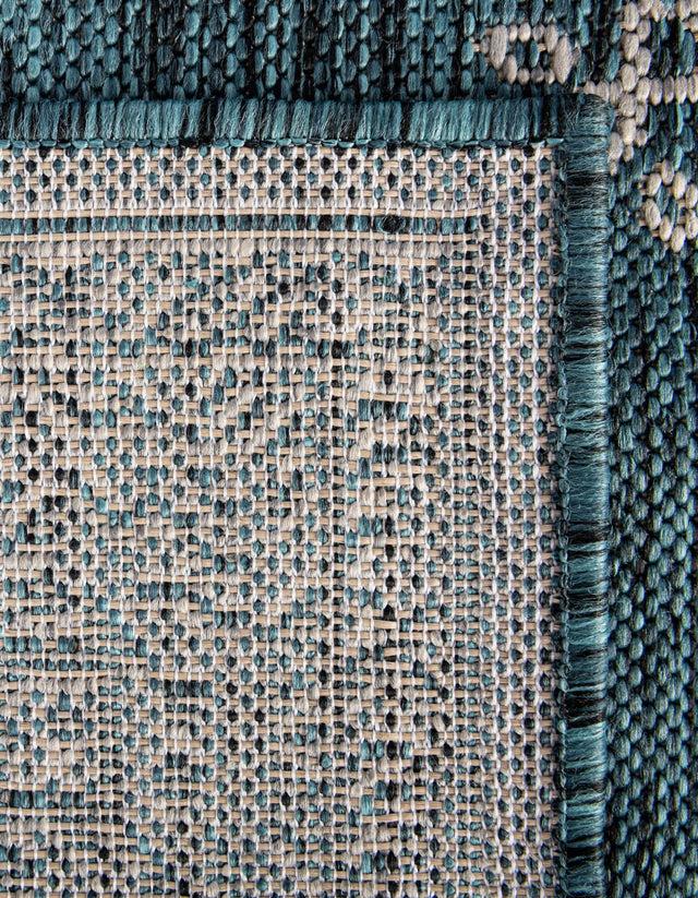 Teal 10' x 13' 1 Outdoor Traditional Rectangle Area Rug Weather Resistant for Patio, Deck, Terrace, Balcony, Porch Classical Design Outside Carpet for Sale at Rug Engine