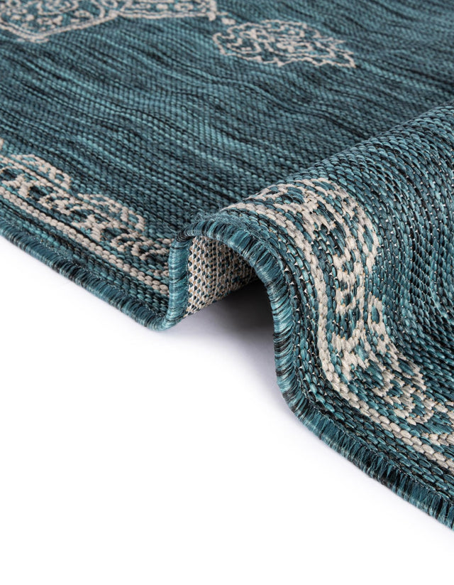 Teal 2' x 3' 1 Outdoor Traditional Rectangle Area Rug Weather Resistant for Patio, Deck, Terrace, Balcony, Porch Classical Design Outside Carpet for Sale at Rug Engine