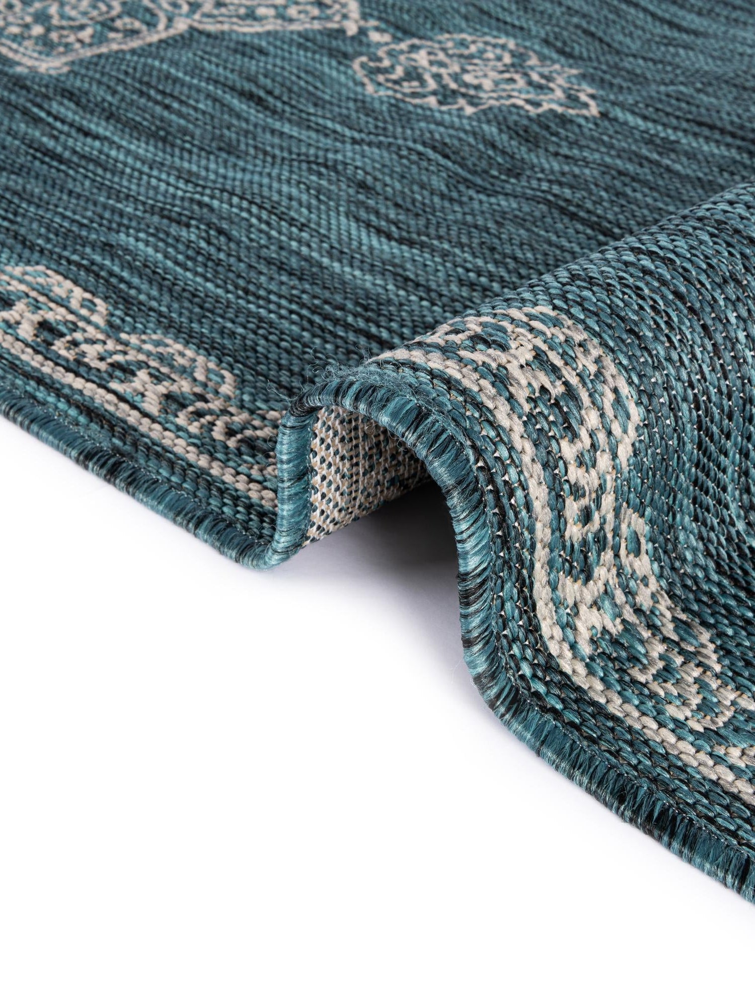 Teal 10' x 13' 1 Outdoor Traditional Rectangle Area Rug Weather Resistant for Patio, Deck, Terrace, Balcony, Porch Classical Design Outside Carpet for Sale at Rug Engine