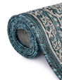 Teal 4' 1 x 6' 1 Outdoor Traditional Rectangle Area Rug Weather Resistant for Patio, Deck, Terrace, Balcony, Porch Classical Design Outside Carpet for Sale at Rug Engine