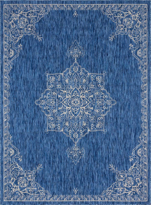 Blue 7' 1 x 10' Outdoor Traditional Rectangle Area Rug Weather Resistant for Patio, Deck, Terrace, Balcony, Porch Classical Design Outside Carpet for Sale at Rug Engine
