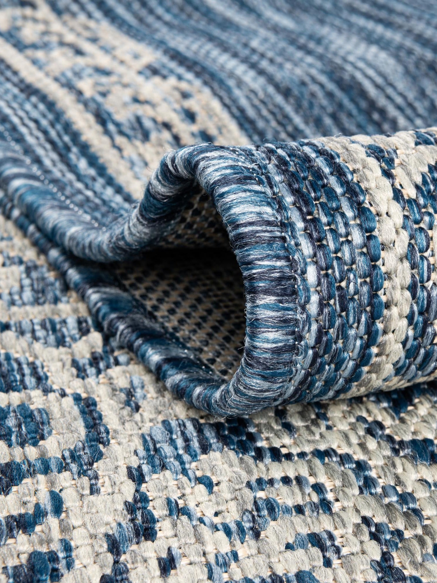 Blue 7' 10 x 11' Outdoor Traditional Rectangle Area Rug Weather Resistant for Patio, Deck, Terrace, Balcony, Porch Classical Design Outside Carpet for Sale at Rug Engine