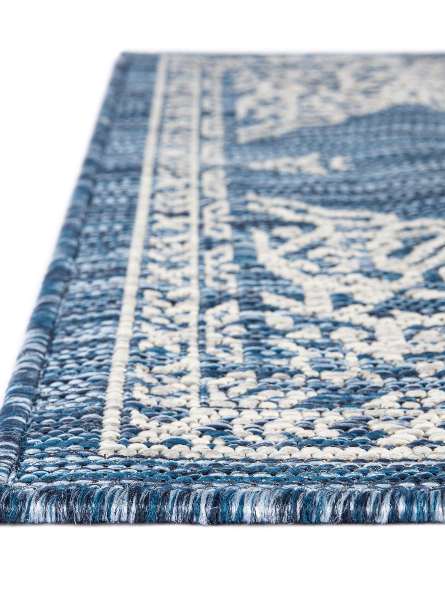 Blue 6' 1 x 9' Outdoor Traditional Rectangle Area Rug Weather Resistant for Patio, Deck, Terrace, Balcony, Porch Classical Design Outside Carpet for Sale at Rug Engine