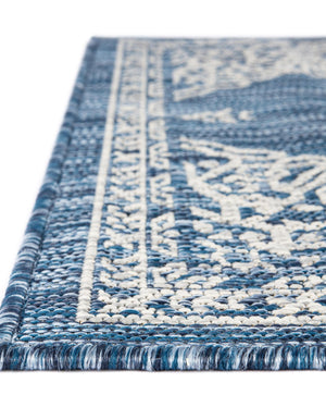 Blue 6' 1 x 9' Outdoor Traditional Rectangle Area Rug Weather Resistant for Patio, Deck, Terrace, Balcony, Porch Classical Design Outside Carpet for Sale at Rug Engine