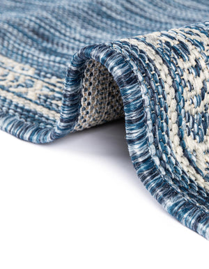 Blue 7' 10 x 10' Outdoor Traditional Rectangle Area Rug Weather Resistant for Patio, Deck, Terrace, Balcony, Porch Classical Design Outside Carpet for Sale at Rug Engine