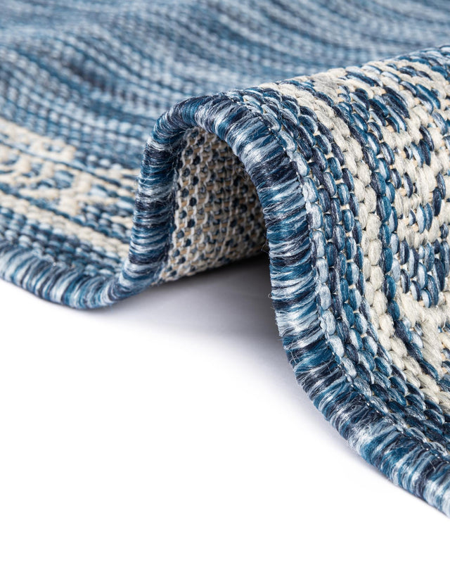 Blue 4' 1 x 6' 1 Outdoor Traditional Rectangle Area Rug Weather Resistant for Patio, Deck, Terrace, Balcony, Porch Classical Design Outside Carpet for Sale at Rug Engine