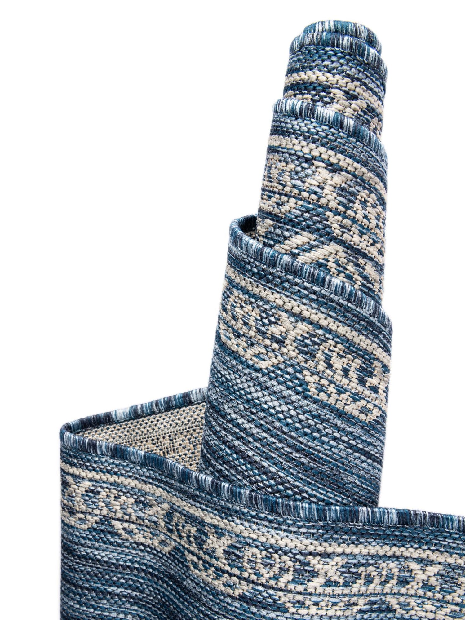 Blue 6' 1 x 9' Outdoor Traditional Rectangle Area Rug Weather Resistant for Patio, Deck, Terrace, Balcony, Porch Classical Design Outside Carpet for Sale at Rug Engine