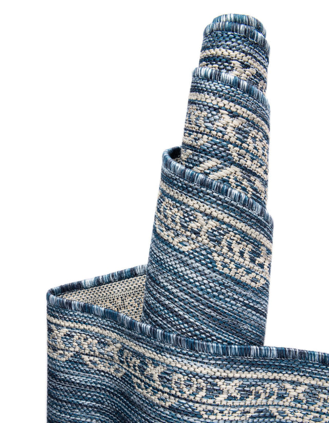 Blue 6' 1 x 9' Outdoor Traditional Rectangle Area Rug Weather Resistant for Patio, Deck, Terrace, Balcony, Porch Classical Design Outside Carpet for Sale at Rug Engine