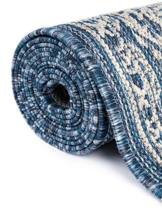 Blue 7' 1 x 10' Outdoor Traditional Rectangle Area Rug Weather Resistant for Patio, Deck, Terrace, Balcony, Porch Classical Design Outside Carpet for Sale at Rug Engine