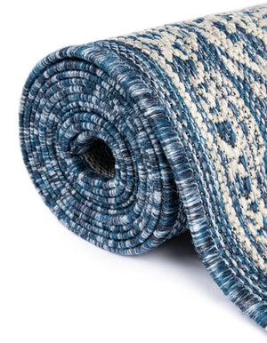 Blue 6' 1 x 9' Outdoor Traditional Rectangle Area Rug Weather Resistant for Patio, Deck, Terrace, Balcony, Porch Classical Design Outside Carpet for Sale at Rug Engine