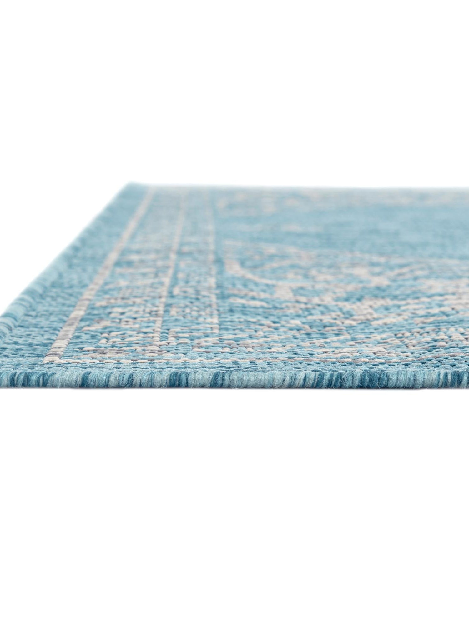 Light Aqua 5' 3 x 8' Outdoor Traditional Rectangle Area Rug Weather Resistant for Patio, Deck, Terrace, Balcony, Porch Classical Design Outside Carpet for Sale at Rug Engine