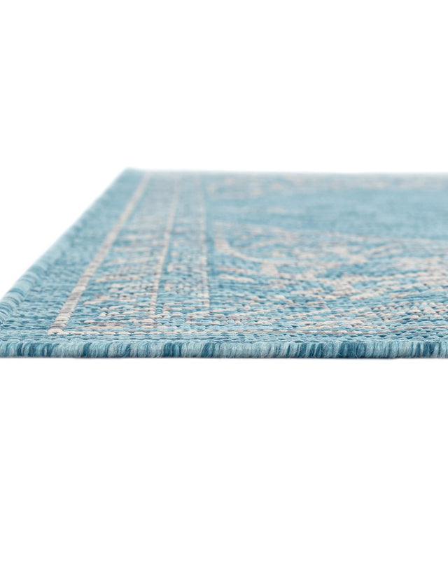 Light Aqua 7' 10 x 11' Outdoor Traditional Rectangle Area Rug Weather Resistant for Patio, Deck, Terrace, Balcony, Porch Classical Design Outside Carpet for Sale at Rug Engine